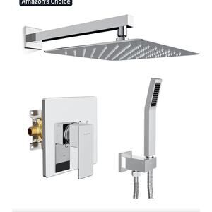 SR SUN RISE Shower Faucet 12 Inch Rainfall Shower Head & Handle Set Wall Mounted